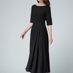 Black Linen Dress, Womens Dresses, Black Dress Women, Long Black Dress ...