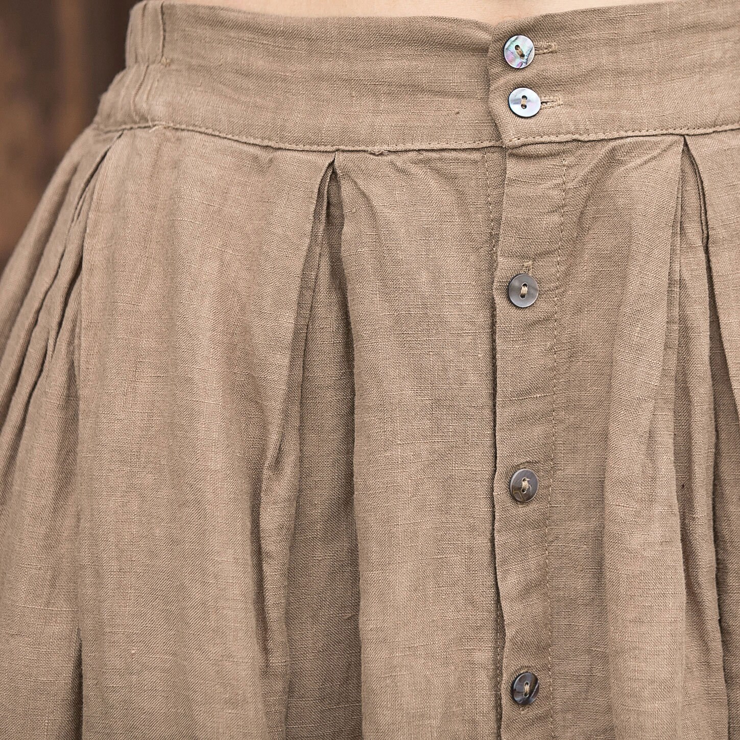 Linen Skirt, Button Front Midi Skirt, Womens Linen Midi Skirt, A-Line Skirt, Plus Size Skirt, Summer Skirt With Pockets