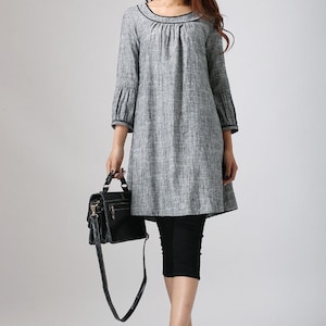 Linen tunic, Tunic dress, Linen dress, tunic top, women tunic, Plus size dress, Loose Linen dress, linen clothing, House dress 0783 image 2