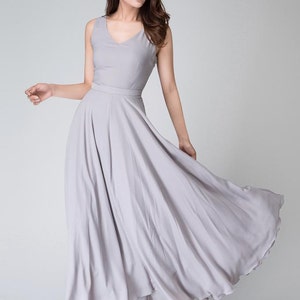 Chiffon dress, Gray dress, Summer dress for women, Sleeveless dress, Maxi dress, fit and flare dress, Bridesmaid dress, Prom dress 1525 image 2