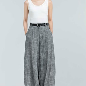 women‘s Linen baggy pants, Washed linen pants, Long linen pants, Summer pants, Loose Fitting Pants, Casual pant 0986 6 Gray