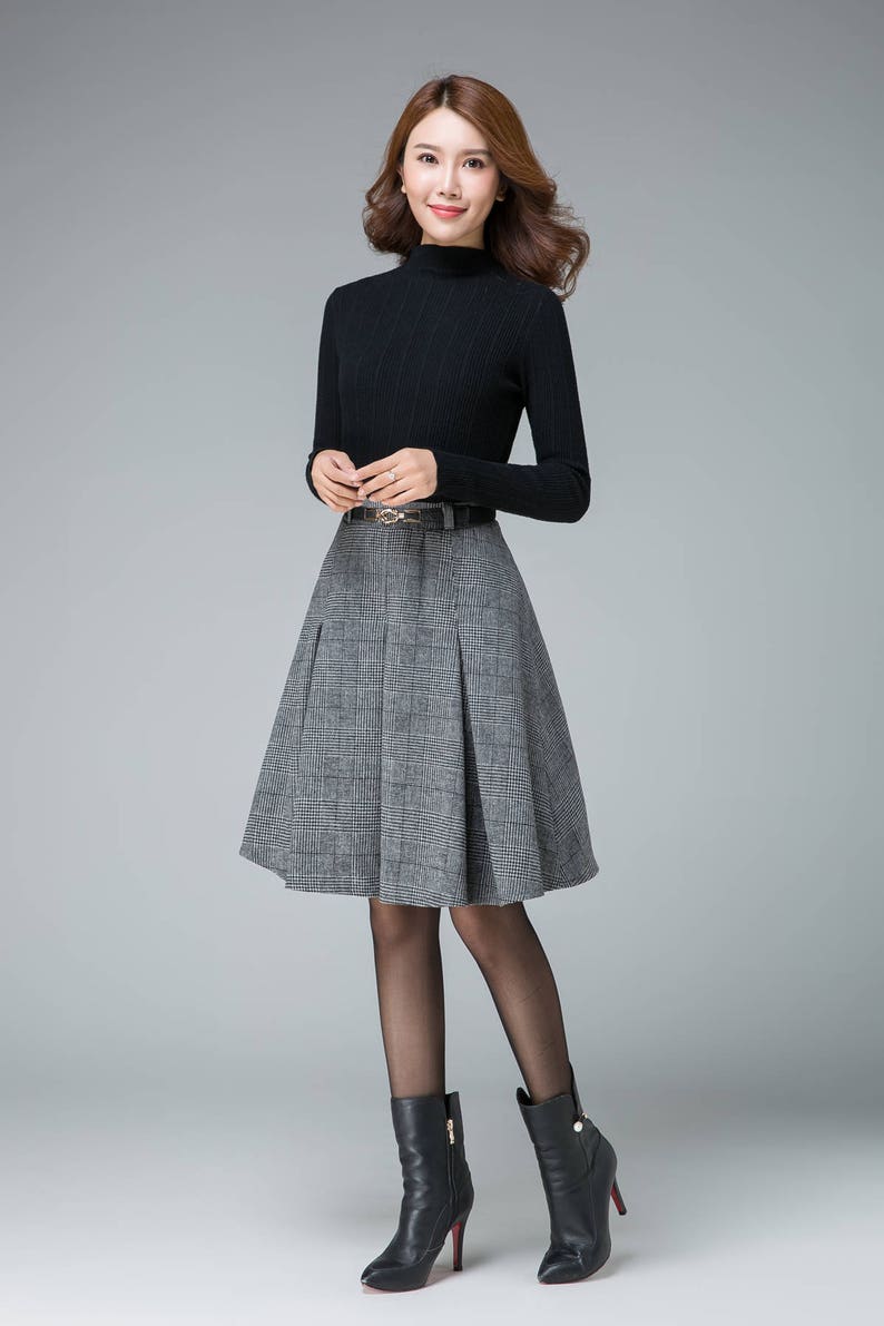 Fashion Skirt Wool Plaid Skirt Pleated Skirt High Waisted - Etsy