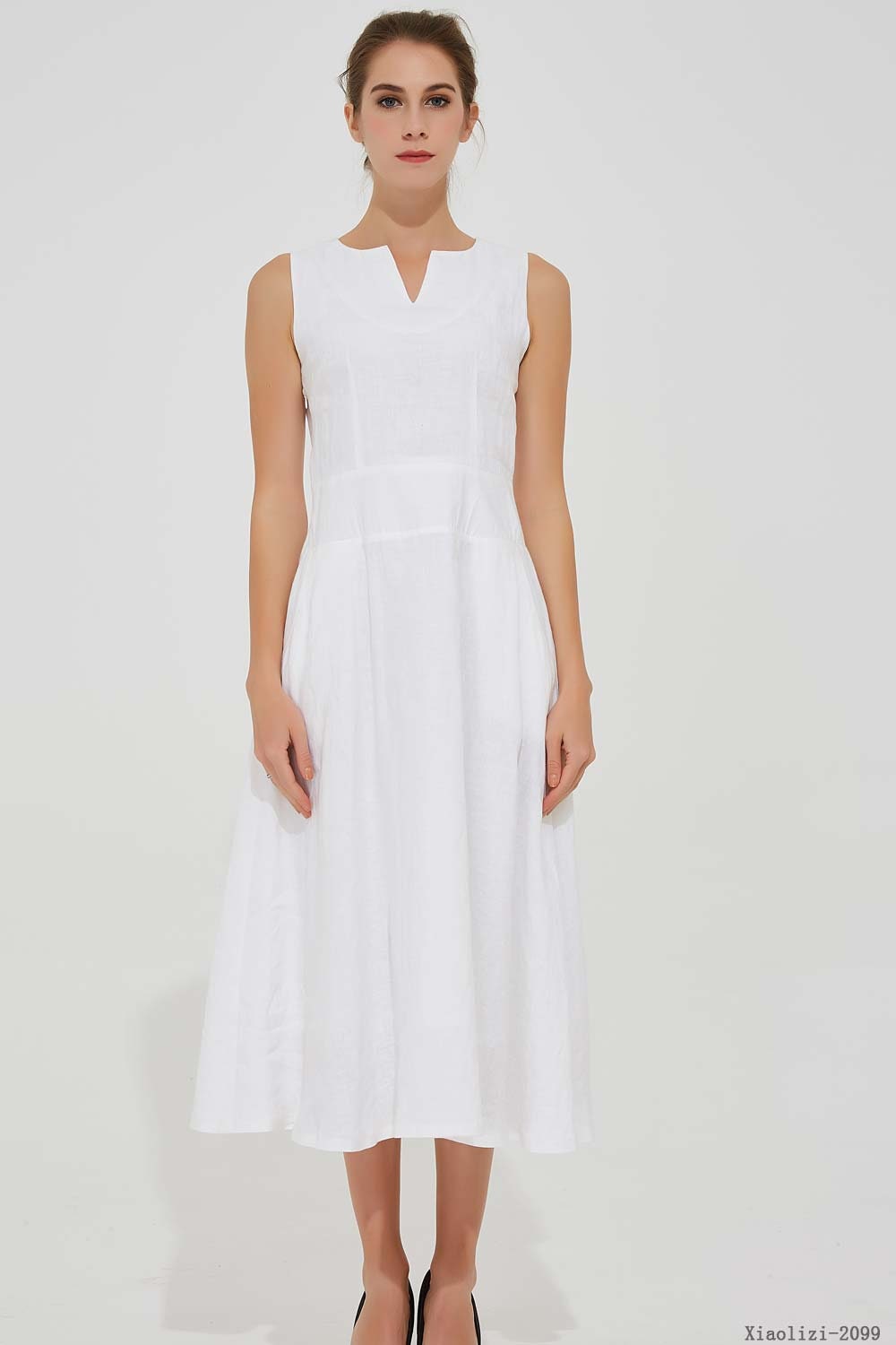 Linen dress pockets White dress women summer dress | Etsy
