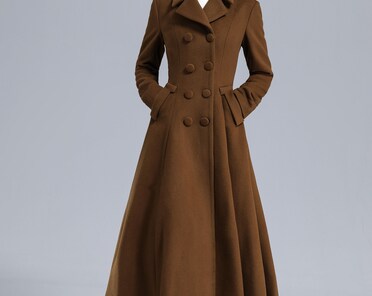 Vintage Inspired Maxi Wool Coat, Women's Wool Coat Women, Warm