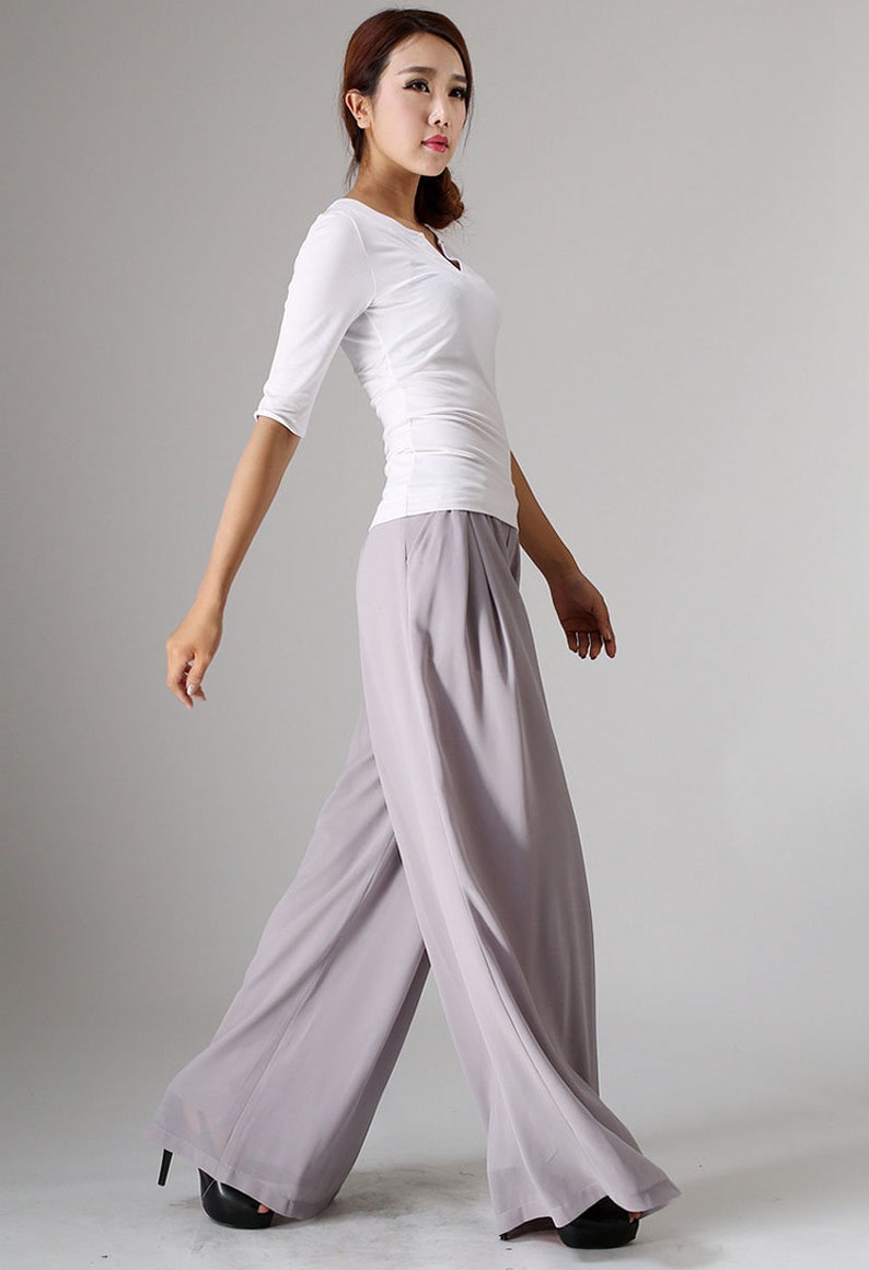 navy chiffon pants