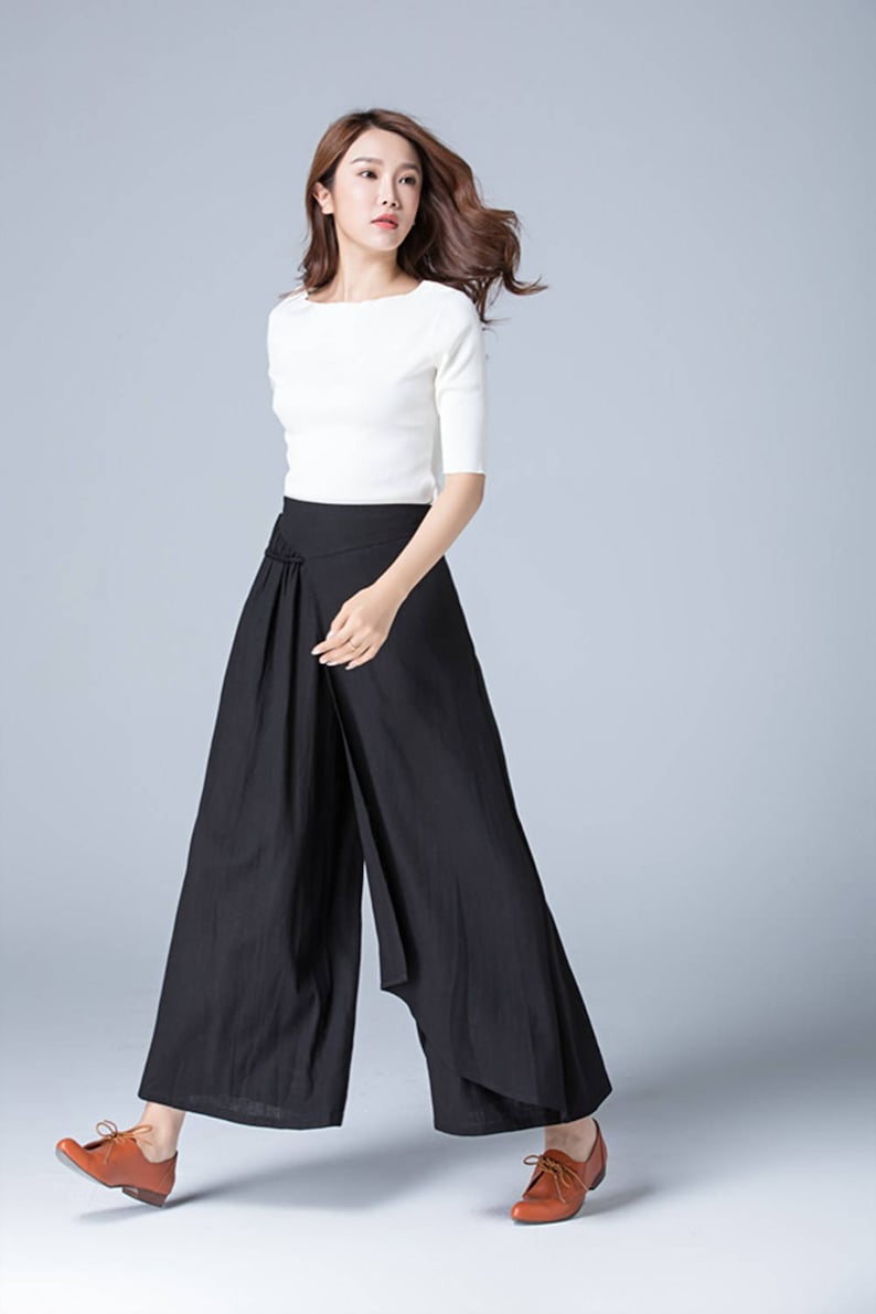 Slim Leg Linen Pant - Black
