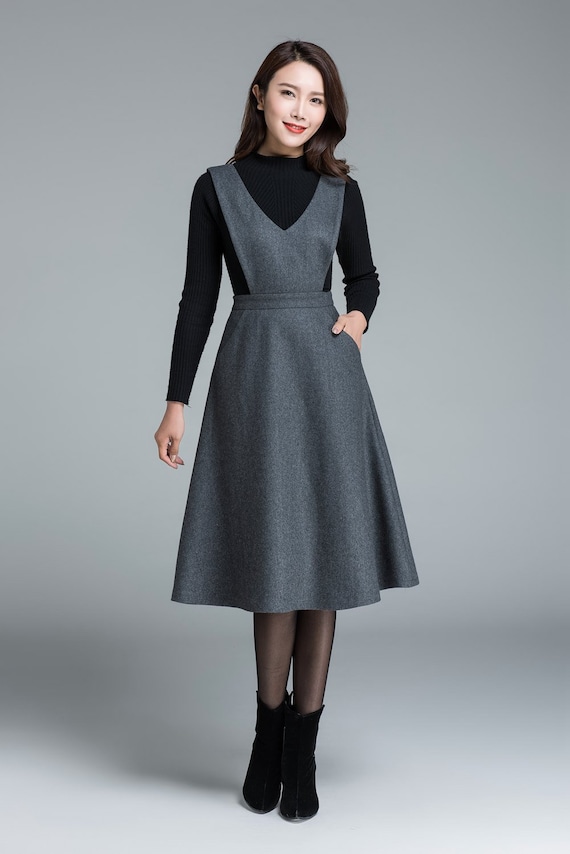 gray knee length dress
