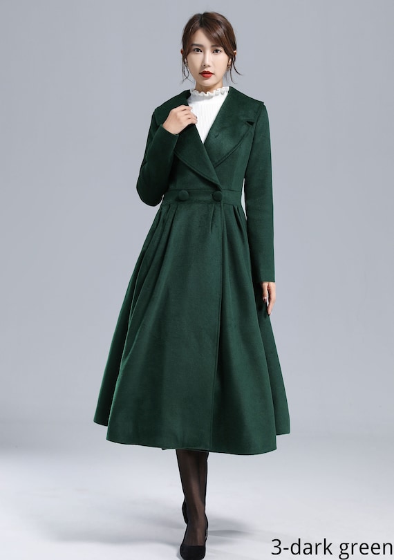 Vintage Inspired Black Wool Coat 3130# Vintage Inspired Black Wool Coat 3130#