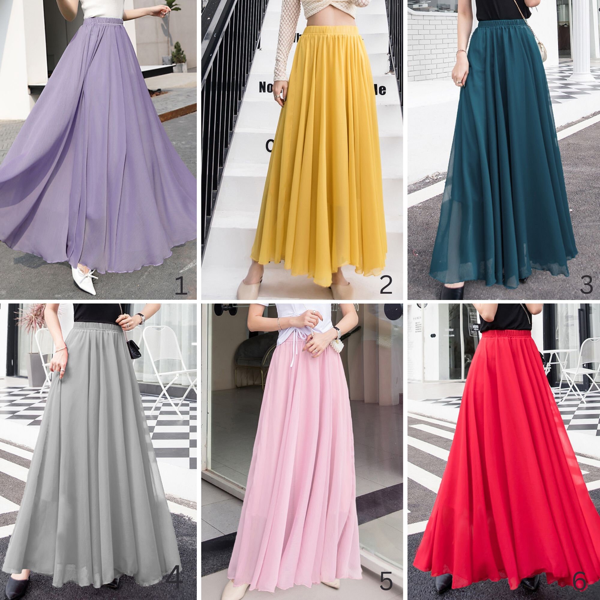 Chiffon Skirt, A-line Midi Chiffon Skirt, Summer Swing Chiffon Skirt, A-line Midi Chiffon Skirt, Summer Swing