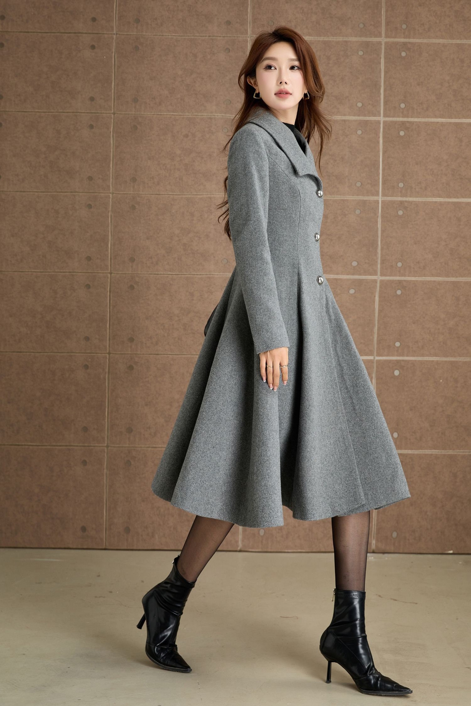 Grey Wool Coat, Womens Wool Coat, Swing Coat, Winter Wool Coat, Midi Wool Coat, Fit and Flared Wool Coat, Custom Coat, Xiaolizi 5367 - Etsy Grey Wool Coat, Womens Wool Coat, Swing Coat, Winter Wool Coat, Midi Wool Coat, Fit and Flared Wool Coat, Custom Coat, Xiaolizi 5367 - Etsy