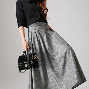 Pleated maxi skirt, Long linen skirt, Blue skirt, linen skirt, modern skirt, skirt with pockets, linen clothing, spring summer outwear 0855 image 9