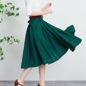 Green Pleated High Waist Skirt Women 5737 Green Pleated High Waist Skirt Women 5737