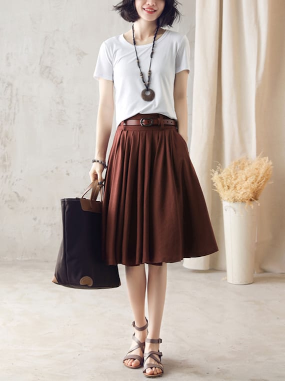 Linen Pleated midi skirt 2589 Linen Pleated midi skirt 2589