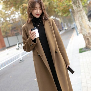 Brown Wool Coat, Long Wool Coat, Oversized Womens Wool Coat, Winter Warm Wool Coat Women, Custom Coat, Stylish Casual Handmade Coat 3906 image 2