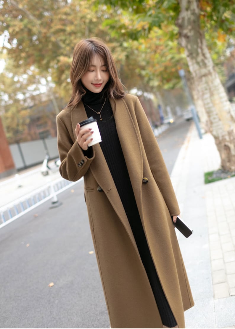 Brown Wool Coat, Long Wool Coat, Oversized Womens Wool Coat, Winter Warm Wool Coat Women, Custom Coat, Stylish Casual Handmade Coat 3906 image 2