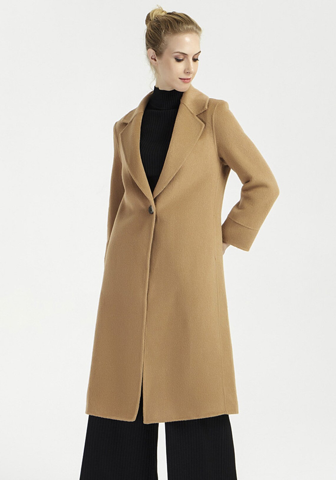 Long wool coat brown winter coat women minimalist tan coats Etsy
