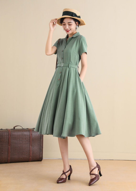  1950 Style Clothing for Women Square Neck Solid Swing