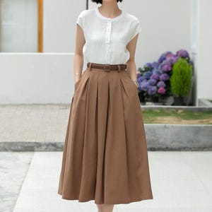 Blusa blanca de lino puro, estilo vintage con botones en la parte delantera, ideal para la oficina en verano, Xiaolizi 5992 imagen 9