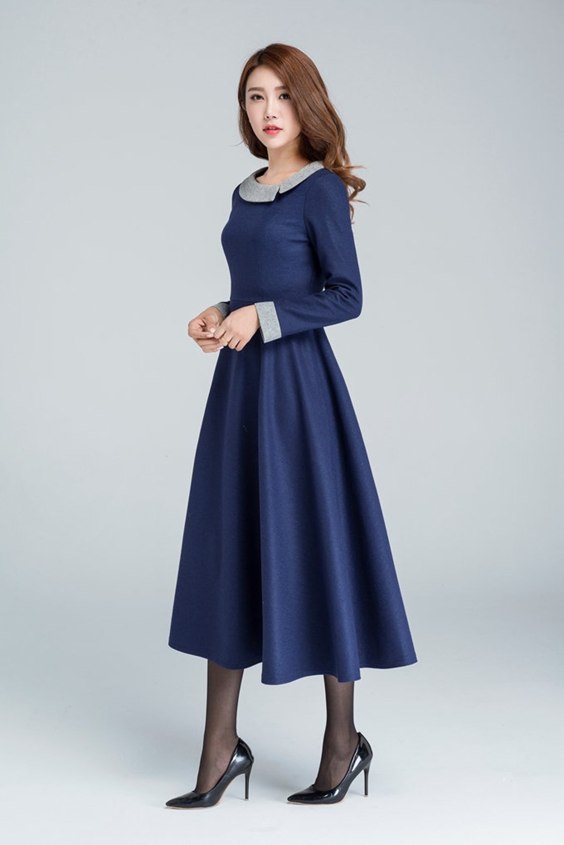 Winter Wool Dress Vintage Long Women Dresses Warm Winter - Etsy UK