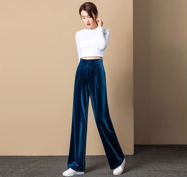 Navy Velvet Pants - Etsy