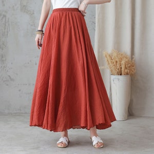 Long Maxi Skirt for Women, Bohemia Pleated Skirt, Circle Skirt, Plus Size Cotton Skirt, Retro Flowy Swing Skirt, Full Summer Skirt 2744 image 5