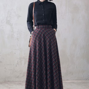 Tartan Long Wool Skirt Women, Wool Maxi Skirt, Plaid Wool Skirt, High Waist Flared Skirt, 1940s A Line Skirt, Warm Autumn Winter Skirt 3108 5-plaid 3100