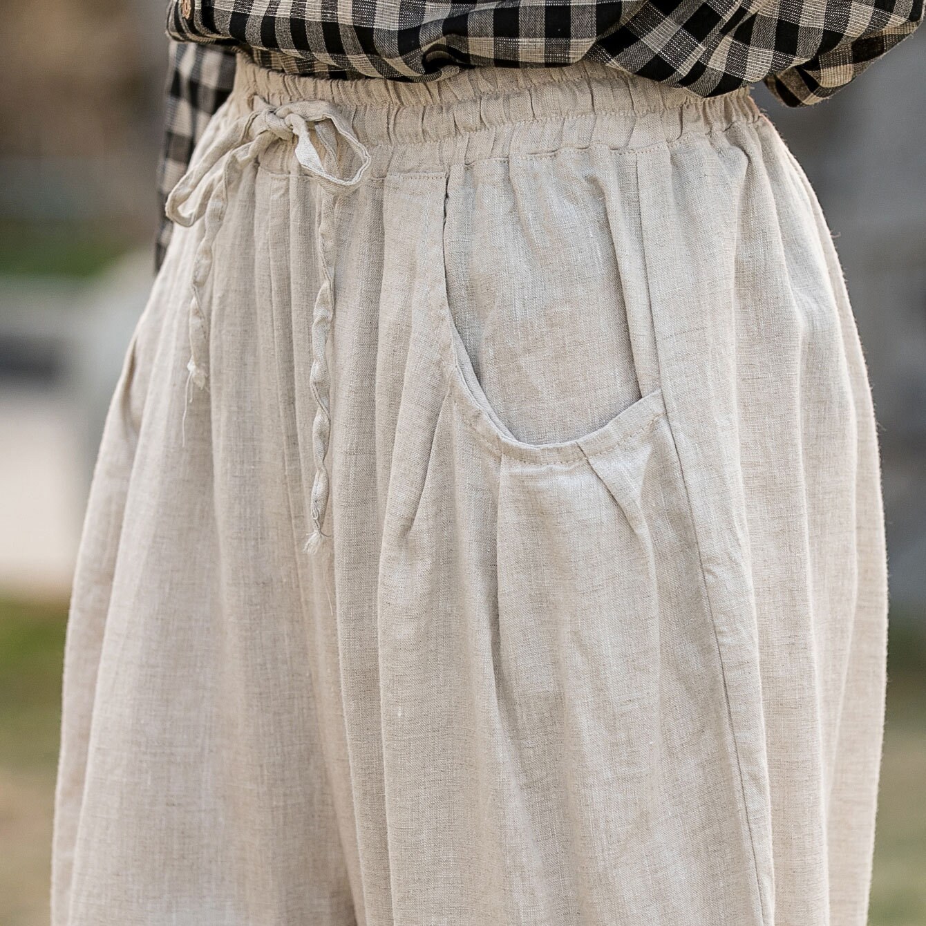 Natural Linen Pants Women Cropped Linen Pants Wide Leg Etsy