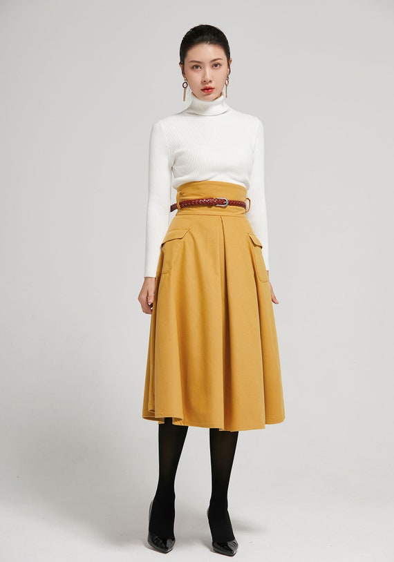 High Waisted Skirt With Pockets, Wool Skirt, Pleated Skirt, Vintage Swing  Skirt, Knee Length Wool Skirt, Winter Skirt, Womens Skirt 2302 -  Canada