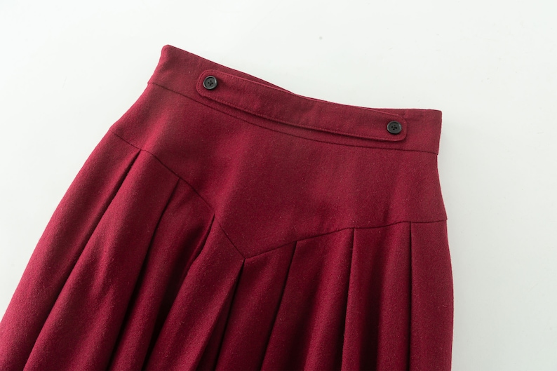 Wool skirt, Midi wool skirt, Swing wool skirt, Burgundy wool skirt, Womens wool skirt, Autumn and winter skirt, Custom skirt, Xiaolizi 4528 image 9