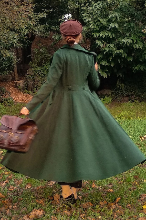 Winter Warm Wool Coat for Women, Long Wool Outwear, Green Winter Warm Wool Coat for Women, Long Wool Outwear, Green