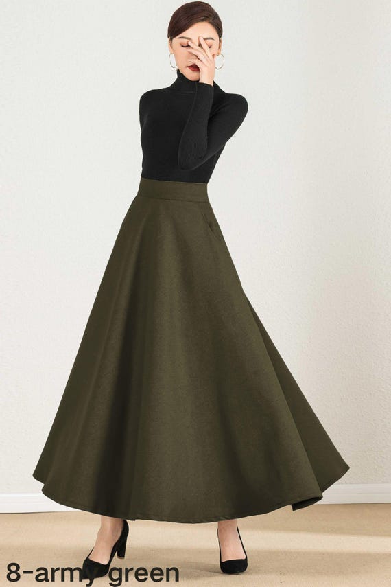 Long Maxi Wool Skirt, Vintage 1950s Elastic Waist Wool Skirt, Winter Skirt for Women, A Line Wool Skirt With Pockets, High Waist Skirt 2437 - Etsy Long Maxi Wool Skirt, Vintage 1950s Elastic Waist Wool Skirt, Winter Skirt for Women, A Line Wool Skirt With Pockets, High Waist Skirt 2437 - Etsy