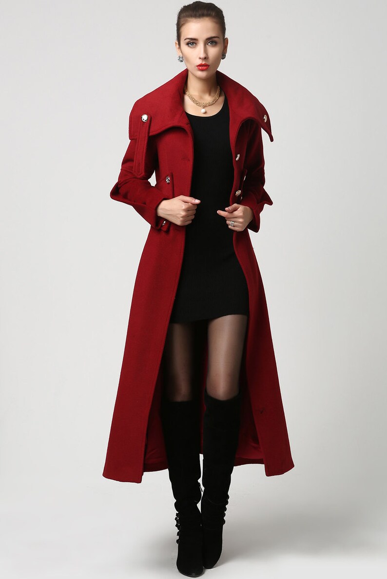 Wool coat, winter coat women, Red wool coat, Long wool coat, military Coat women, warm winter coat, wool coat women, wool clothing 1118 image 6