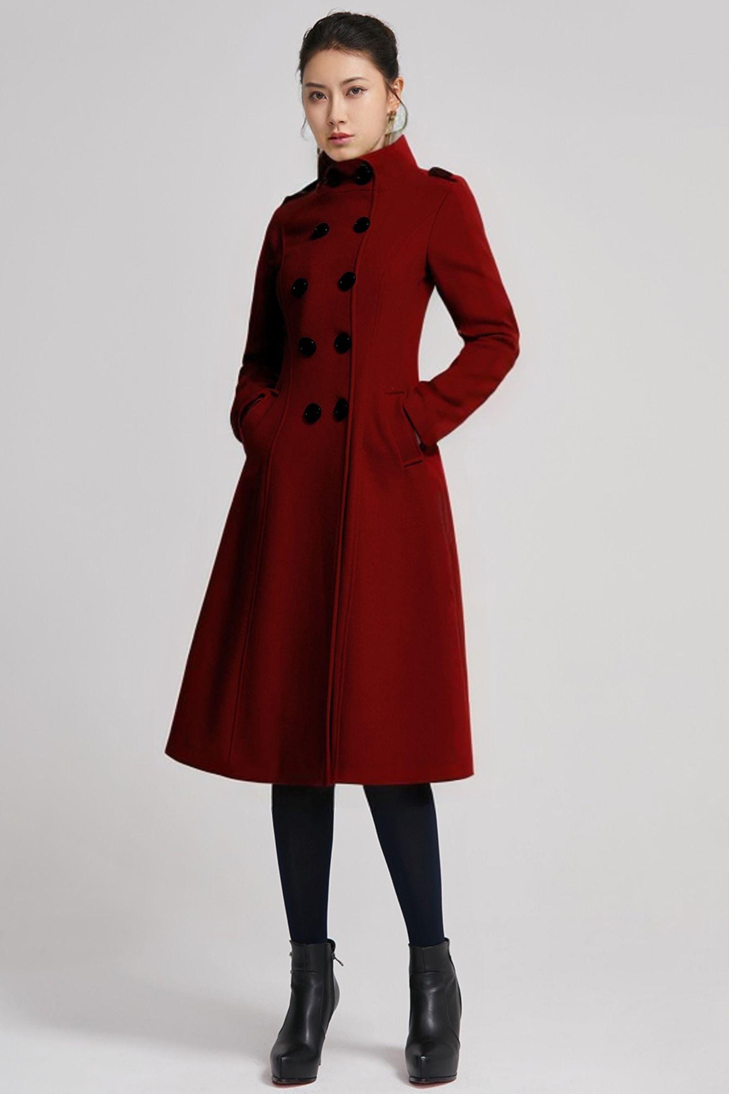 Double Breasted Winter Wool Coat Women, Vintage Inspired Wool Coat