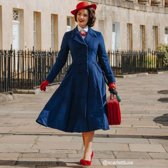 Abrigo de lana, Abrigo de lana mujer, Abrigo de lana de inspiración  vintage, Abrigo azul, Abrigo de invierno mujer, Abrigo de lana de doble  botonadura, Regalo de Navidad 2469 -  México