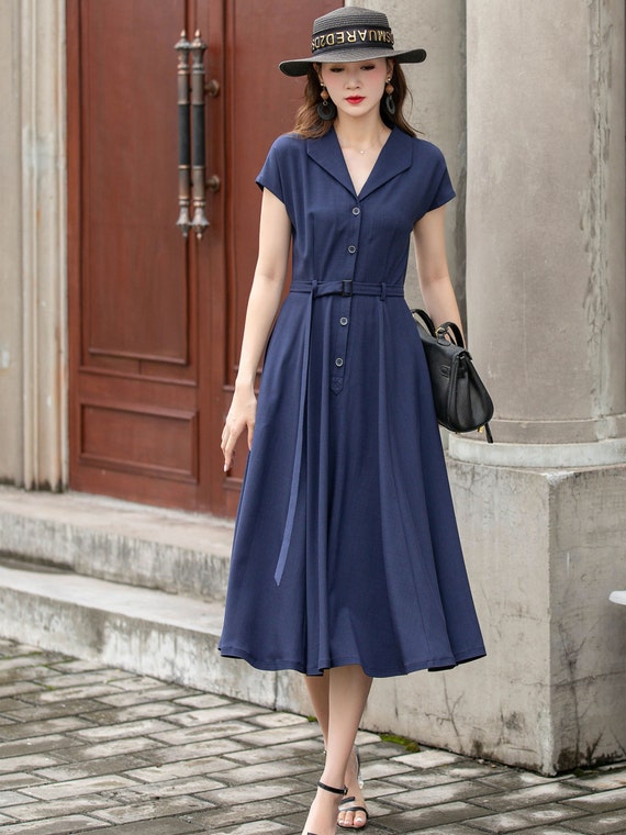 Brown A -Line Swing Pleated Linen Maxi Skirt 2539 Brown A -Line Swing Pleated Linen Maxi Skirt 2539