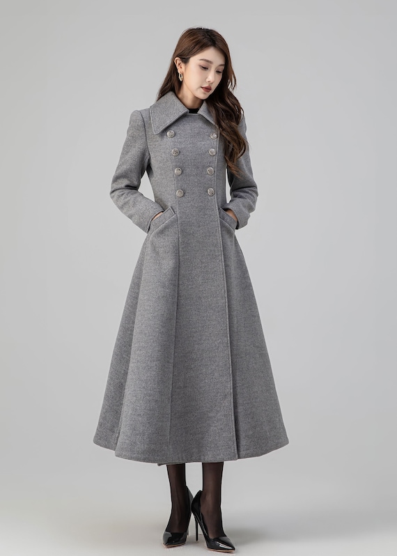 Gray Wool Long Coat, Womens Wool Coat, Princess Wool Coat, Elegant Coat,  Long Trench Coat, Swing Warm Outwear, Custom Coat, Xiaolizi 4515 