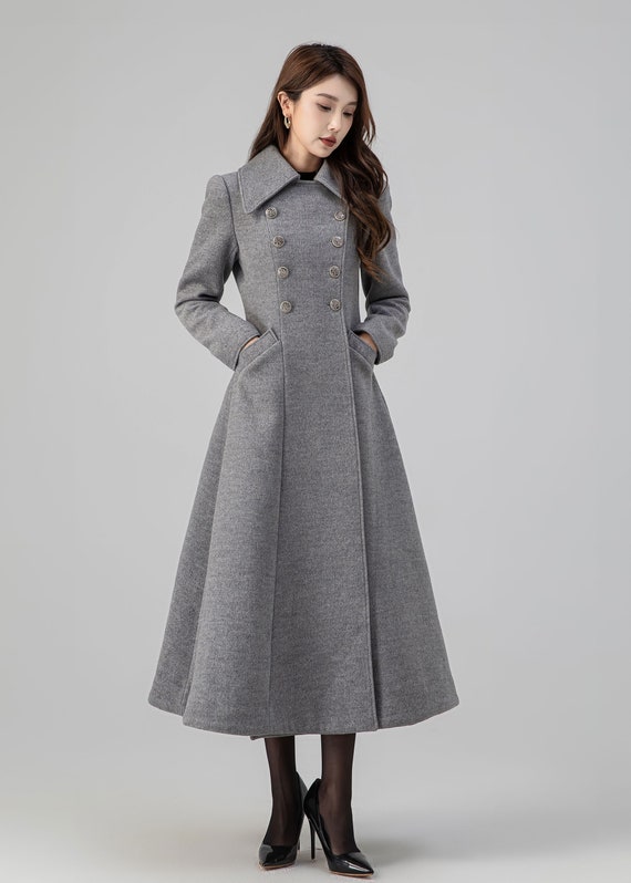 Gray Wool Long Coat, Womens Wool Coat, Princess Wool Coat, Elegant Coat,  Long Trench Coat, Swing Warm Outwear, Custom Coat, Xiaolizi 4515 