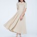 Women's Vintage Inspired Summer swing midi dress in Beige, short sleeves dress, womens dresses, Retro dress, Custom party dress 1742# 
