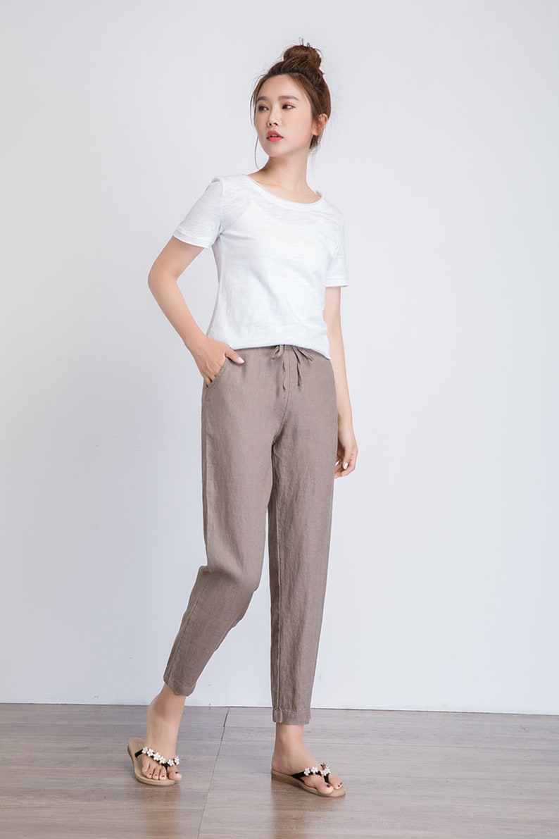 linen cropped pants
