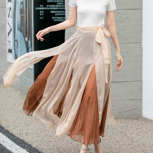 Chiffon skirt, Boho Chiffon Wrap Skirt, Summer Swing Chiffon midi Skirt, Long chiffon Skirt for Women, Flowy Long Skirt, Xiaolizi 4277 image 3