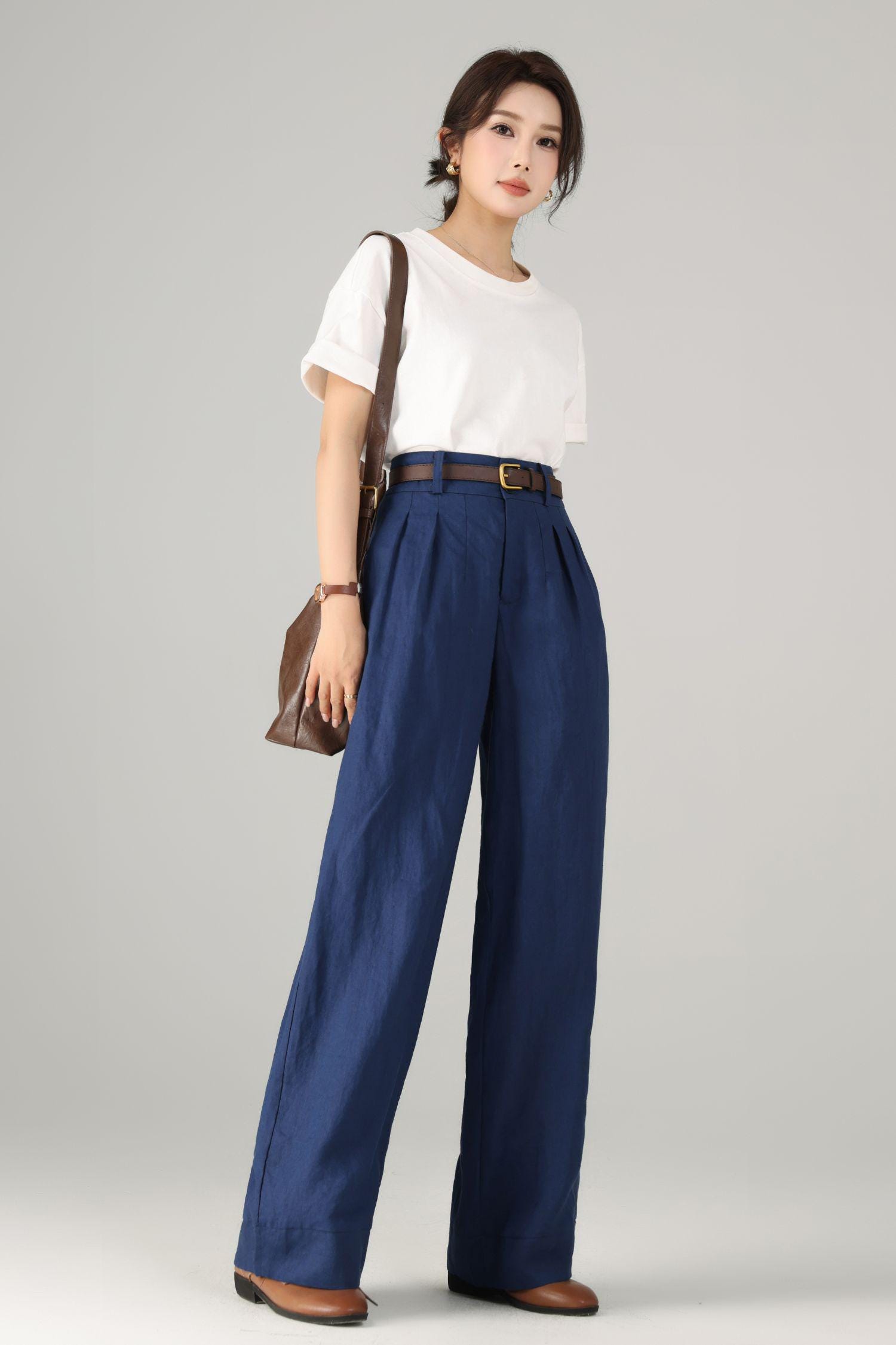 Wide Leg Blue Palazzo Linen pants 5758 Wide Leg Blue Palazzo Linen pants 5758