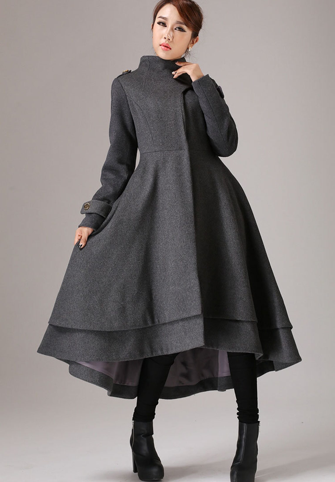 Gray wool coats Long wool coat women winter coat wool coat | Etsy