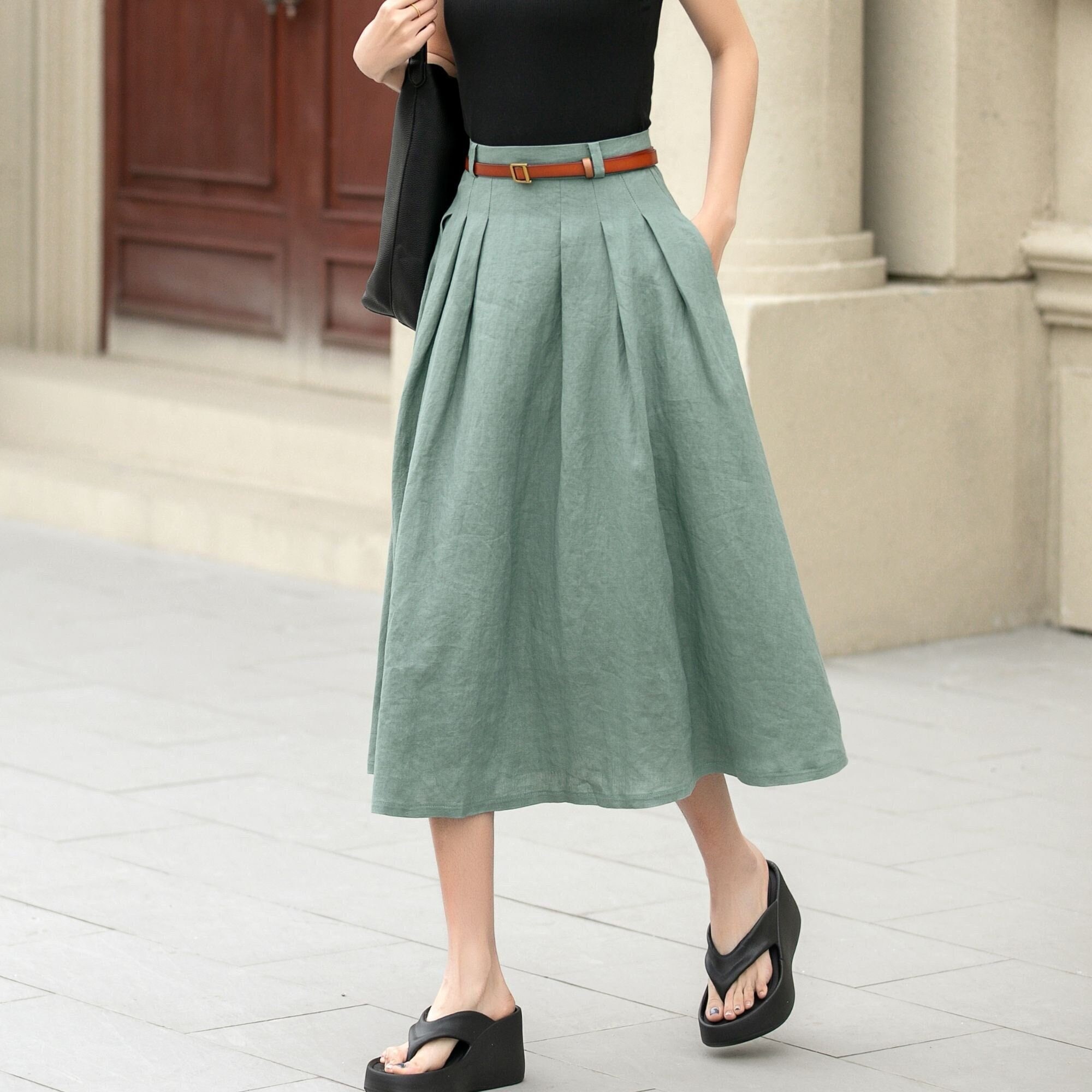 スカート johnsmedley LINEN QUILT SKIRT image_4378279b-d15e-4b20-a898-