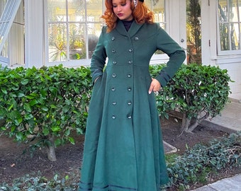 CULENNE 緑　ウール ロングコート CULENNE 緑 ウール ロングコート