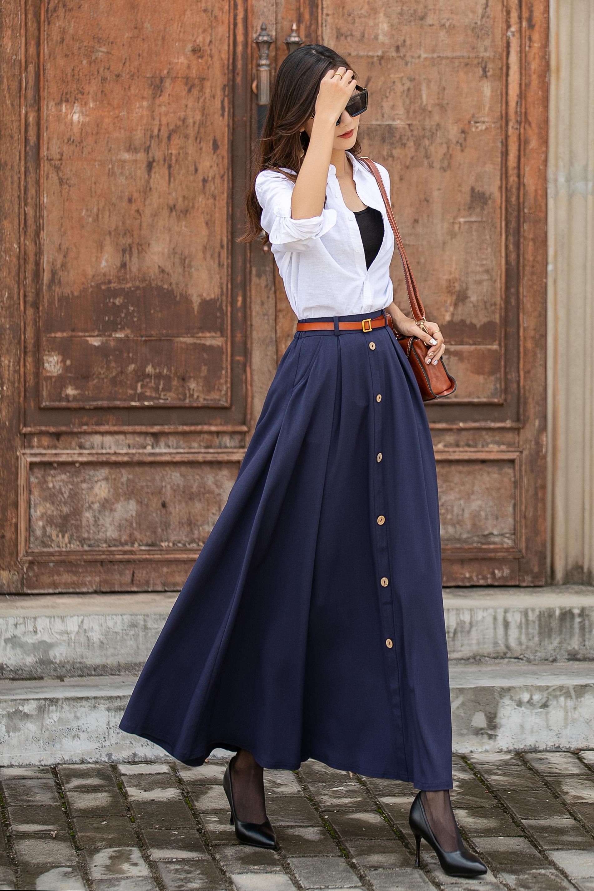 【Anyone more】Enri Nylon Long Skirt Women's light nylon skirt gn000007d12431sz Navy Blue