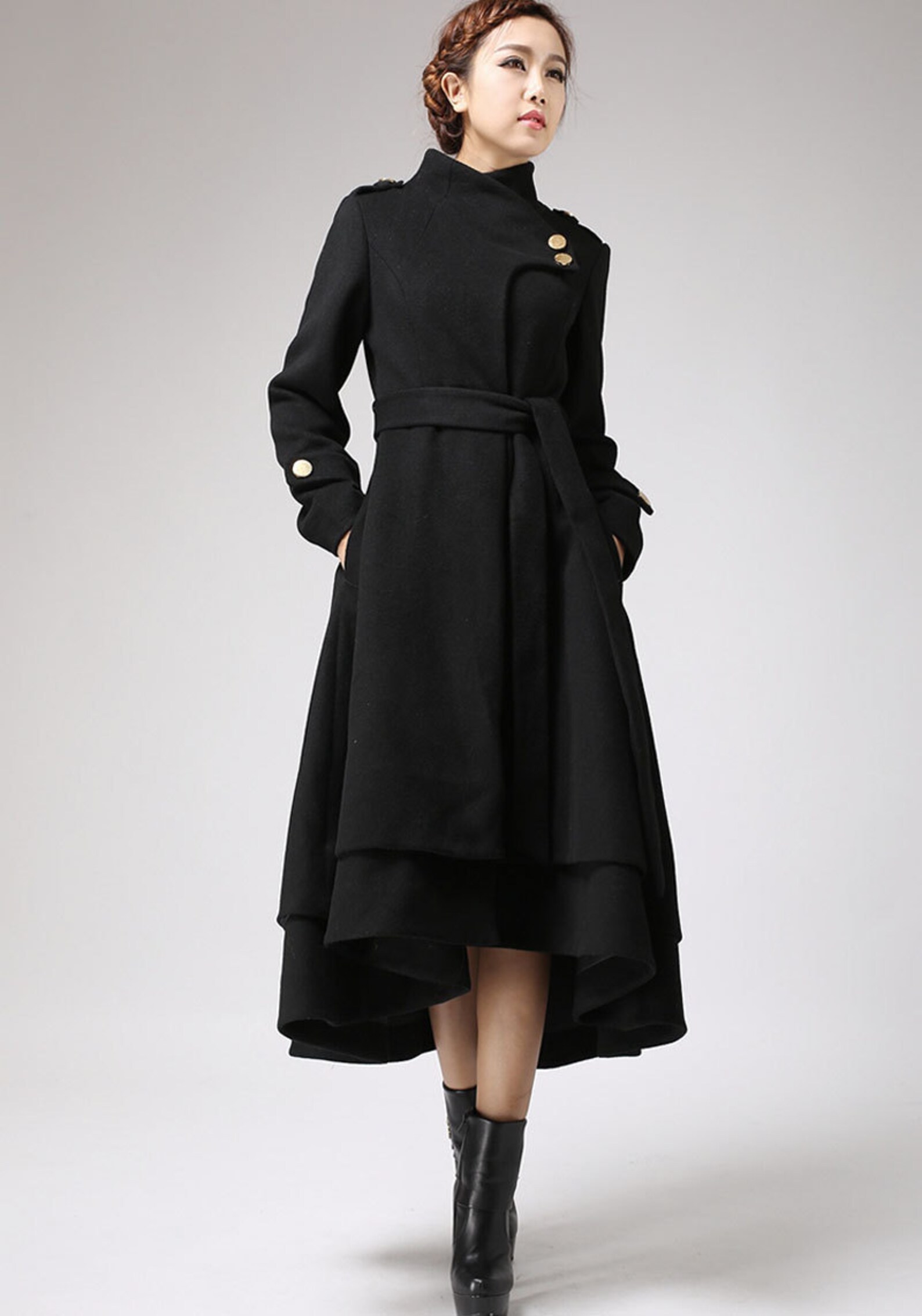 Wool Coat Women Black Coat Long Wool Coat Winter Coat Etsy UK