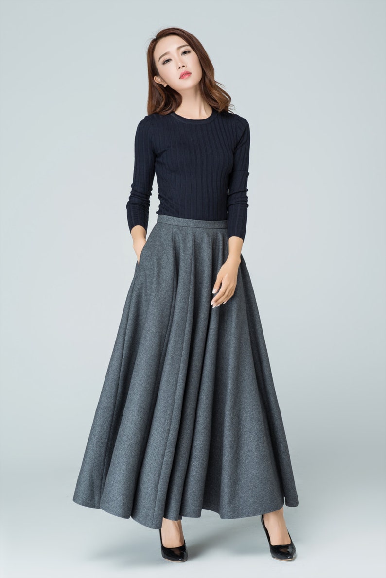 Maxi Skirt Pleated Skirt Winter Skirt Full Skirt Wool - Etsy