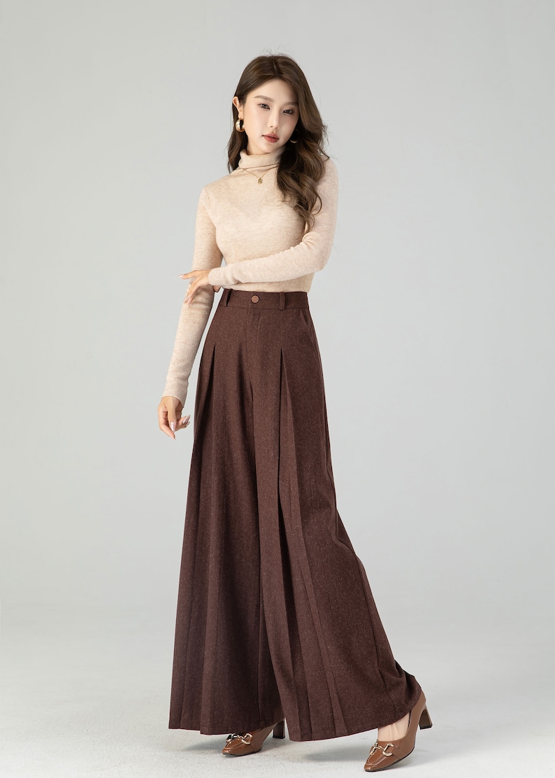 1930s Clothing and Fashion for Women     Wool pants Long wool pants Wide leg wool pants Brown wool pants Womens winter warm pants Wool trousers Custom pants Xiaolizi 4554  AT vintagedancer.com