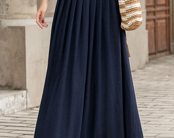Pantalon en lin majoritaire avec fermeture asymétrique Couleur beige