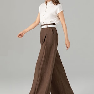 Breezy Linen Wide-Leg Pants for Ultimate Comfort and Style, Womens Long linen pants, Linen trousers, Custom Linen pants, Xiaolizi 4918 image 7